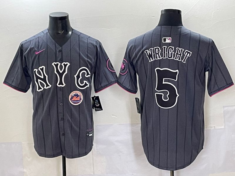 Men 2025 New York Mets #5 Wright Grey Game Nike MLB Jersey style 07->new york mets->MLB Jersey